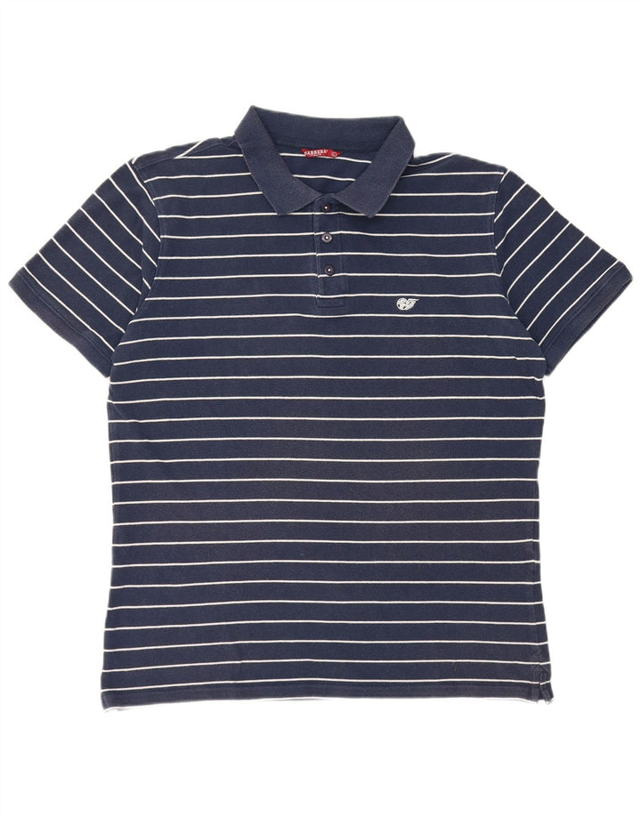 Camisa polo masculina Carrera de manga curta grande listrada azul marinho