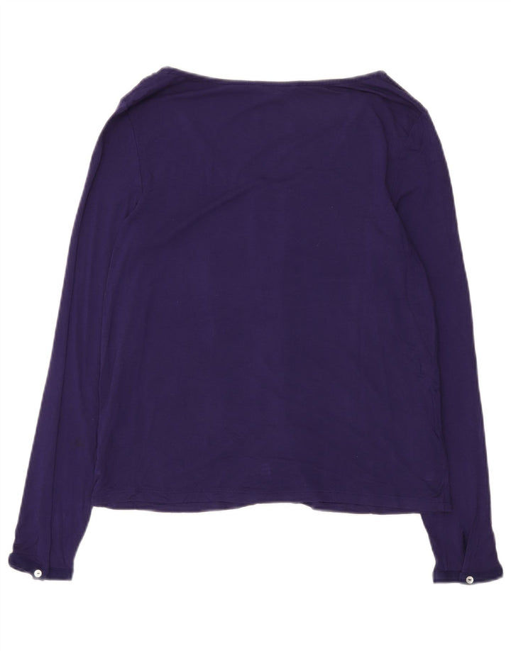 WHITE STUFF Top feminino manga comprida Reino Unido 10 viscose roxa pequena