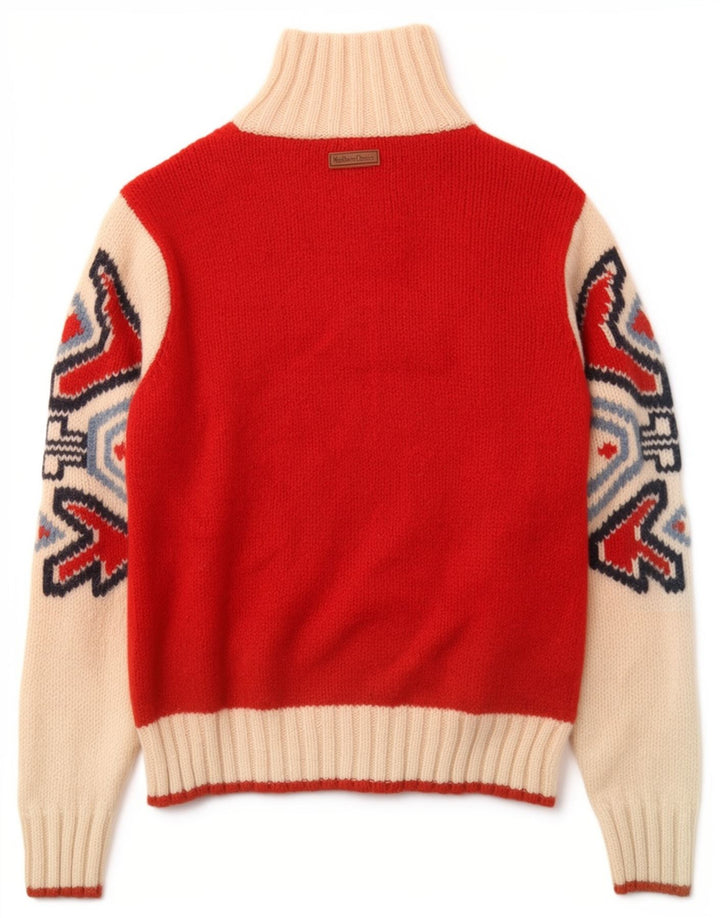 Suéter masculino Marlboro Classics com zíper e gola pequena, vermelho Fair Isle Wool
