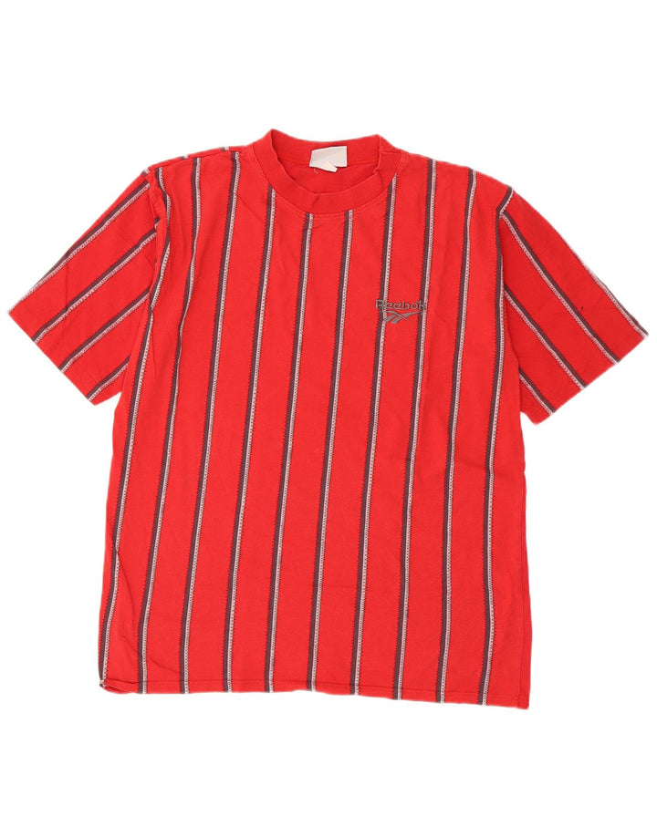 Camiseta masculina Reebok Top médio listrado vermelho algodão