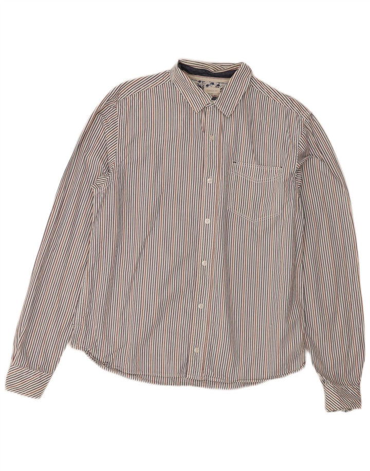 White Stuff Camisa masculina clássica de ajuste pequeno algodão listrado multicolorido