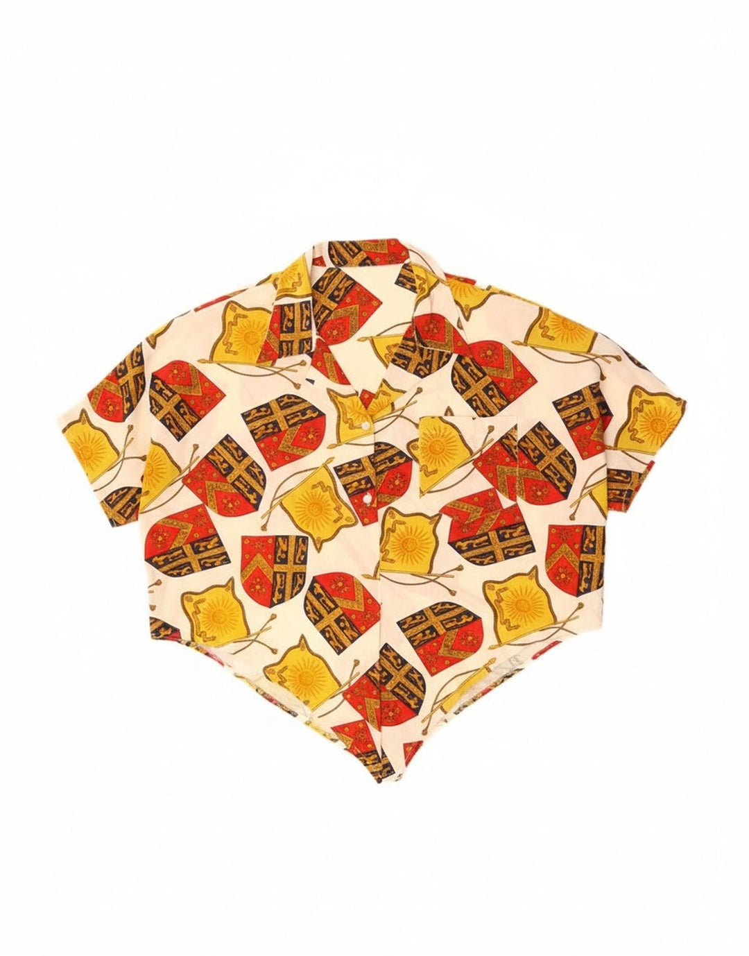 Blusa feminina vintage com estampa abstrata e corte grande Reino Unido 14 grande off white