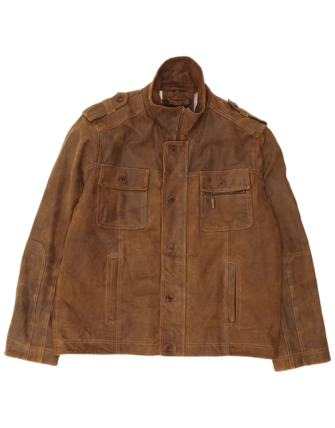 Jaqueta masculina de camurça militar Engbers IT 52 XL couro marrom