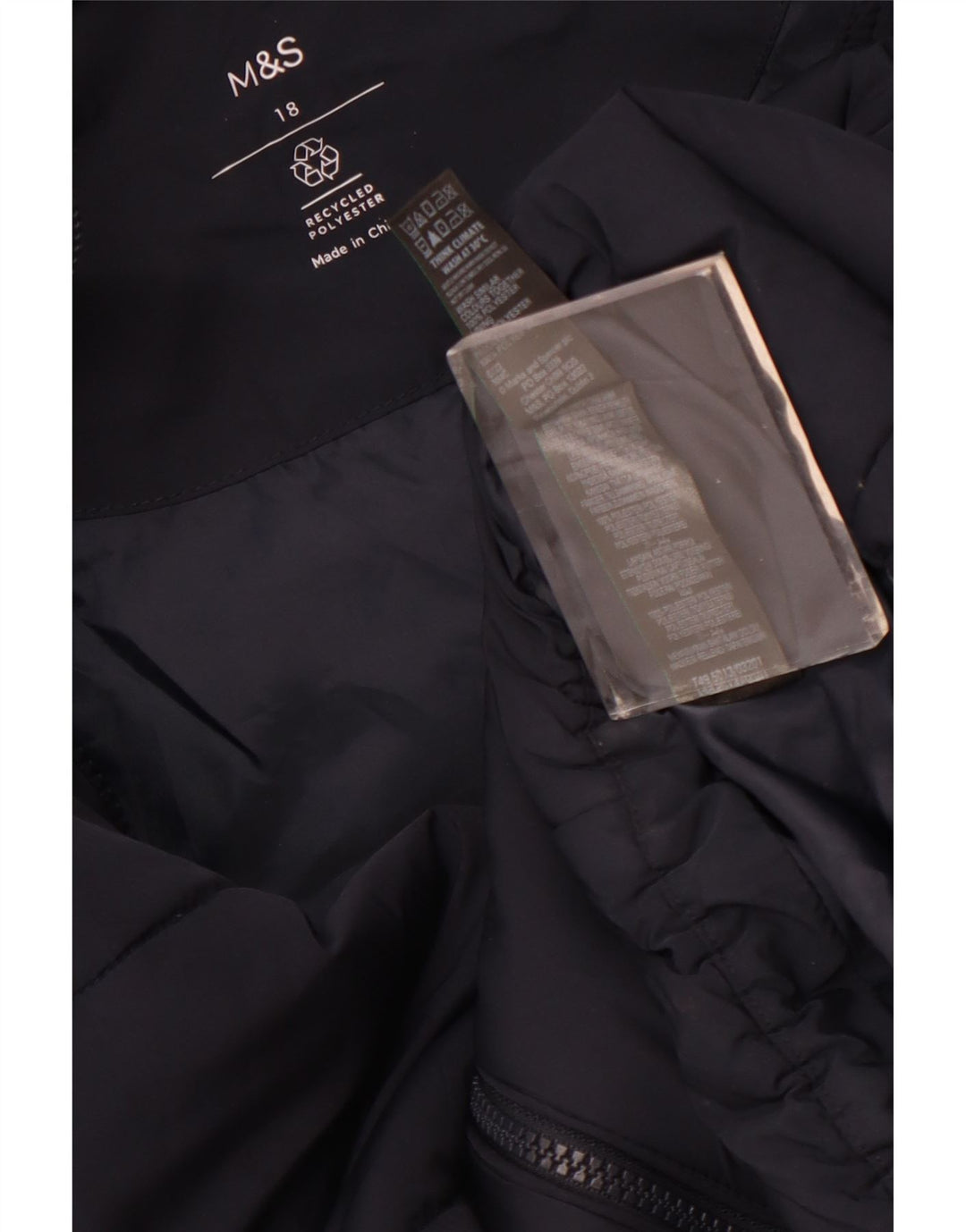 Jaqueta feminina acolchoada com capuz Marks & Spencer Reino Unido 18 XL azul marinho poliéster