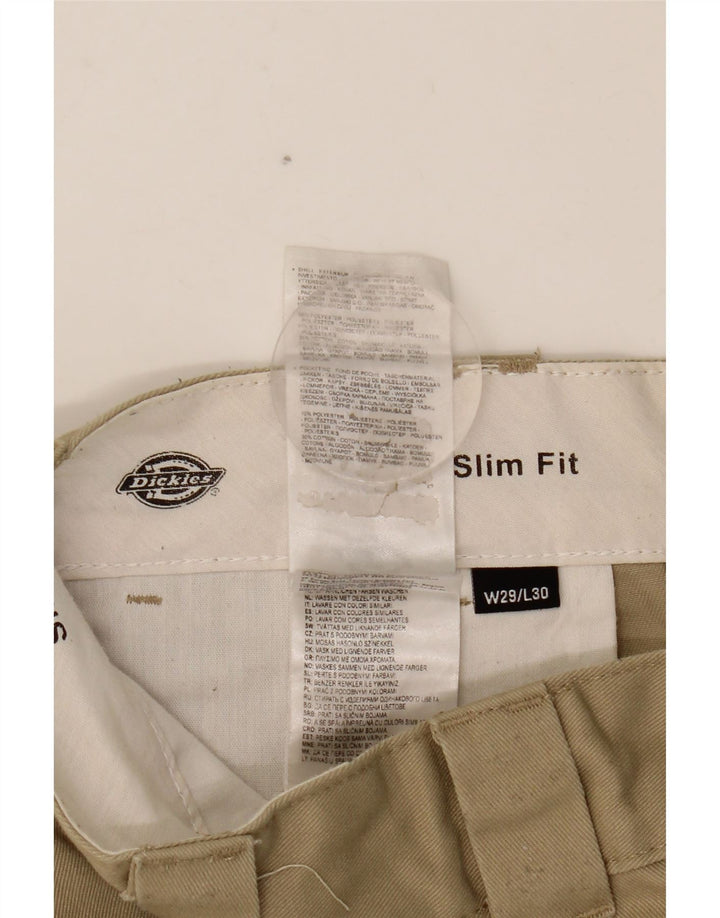 DICKIES Mens Slim Fit Chino Calças W29 L30 Poliéster Bege