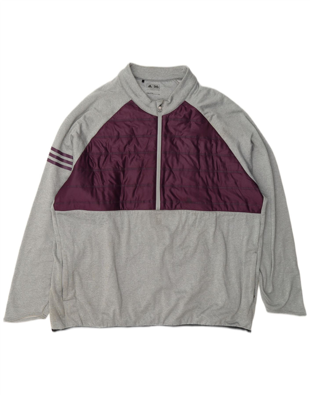 Adidas Mens Zip Neck Pullover Treino Top 2XL Cinza Colourblock Poliéster