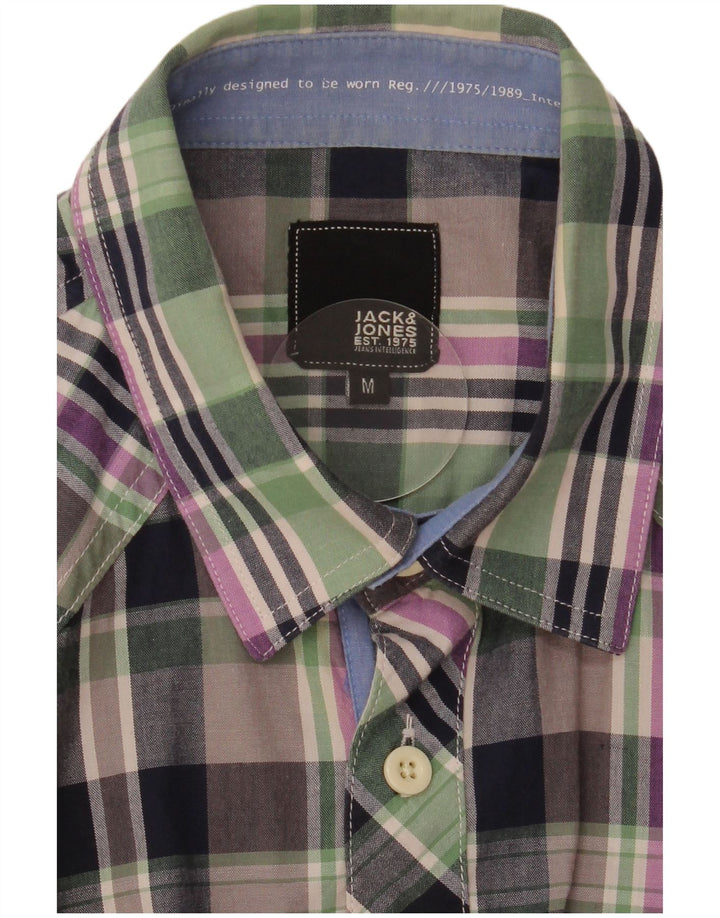 JACK & JONES Camisa masculina de manga curta média xadrez multicolorida