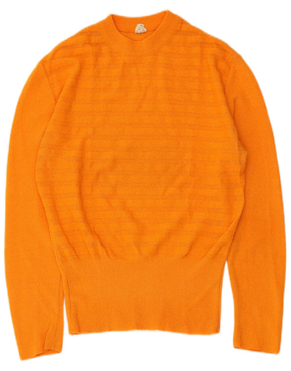 Suéter feminino vintage com gola redonda IT 46 listrado laranja grande