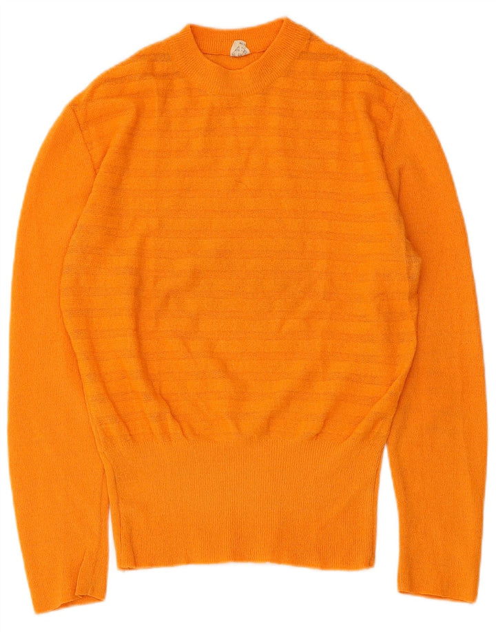 Suéter feminino vintage com gola redonda IT 46 listrado laranja grande
