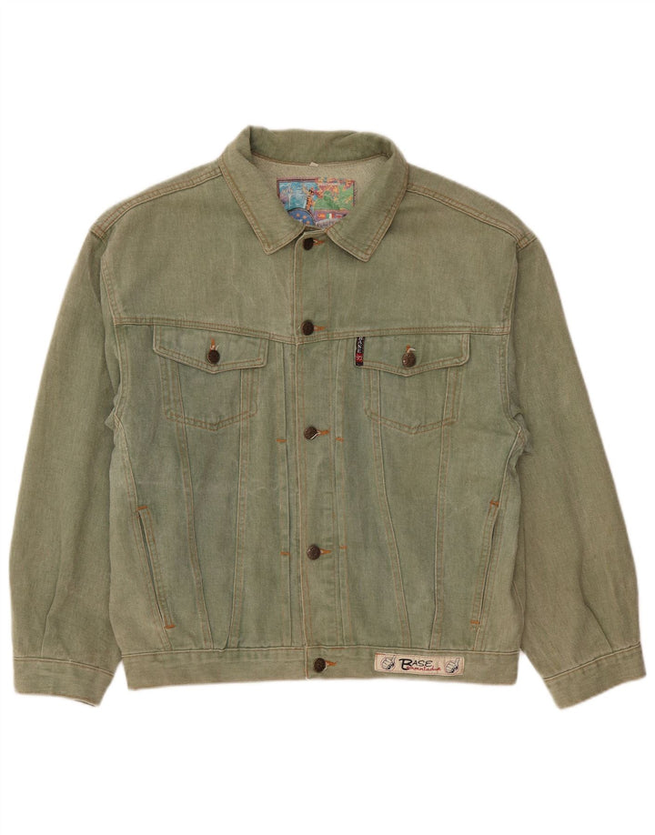 Jaqueta jeans masculina Base 92 Reino Unido 40 algodão verde grande