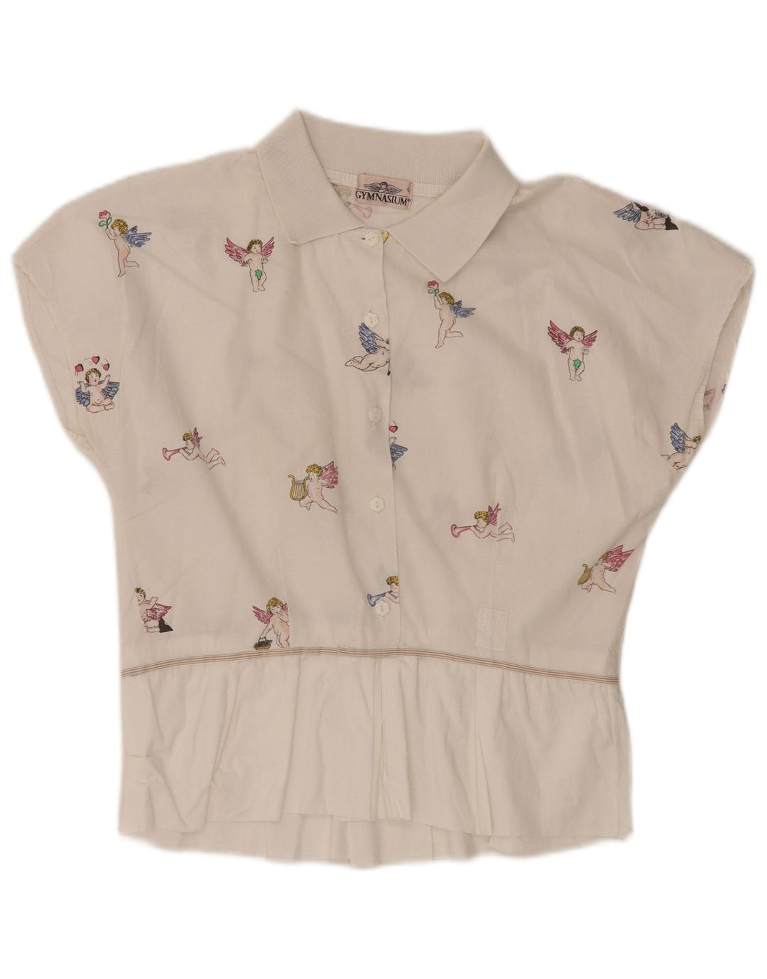 Blusa feminina gráfica GYMNASIUM UK 14 grande algodão branco