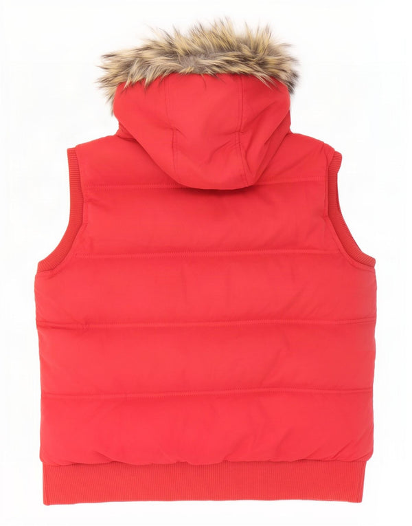 Gilet acolchoado com capuz feminino Fat Face UK 18 XL poliéster vermelho