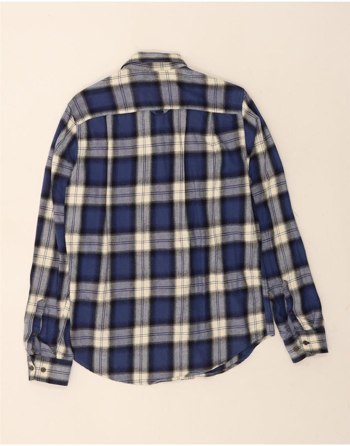 Camisa masculina de flanela Superdry pequena algodão xadrez azul marinho
