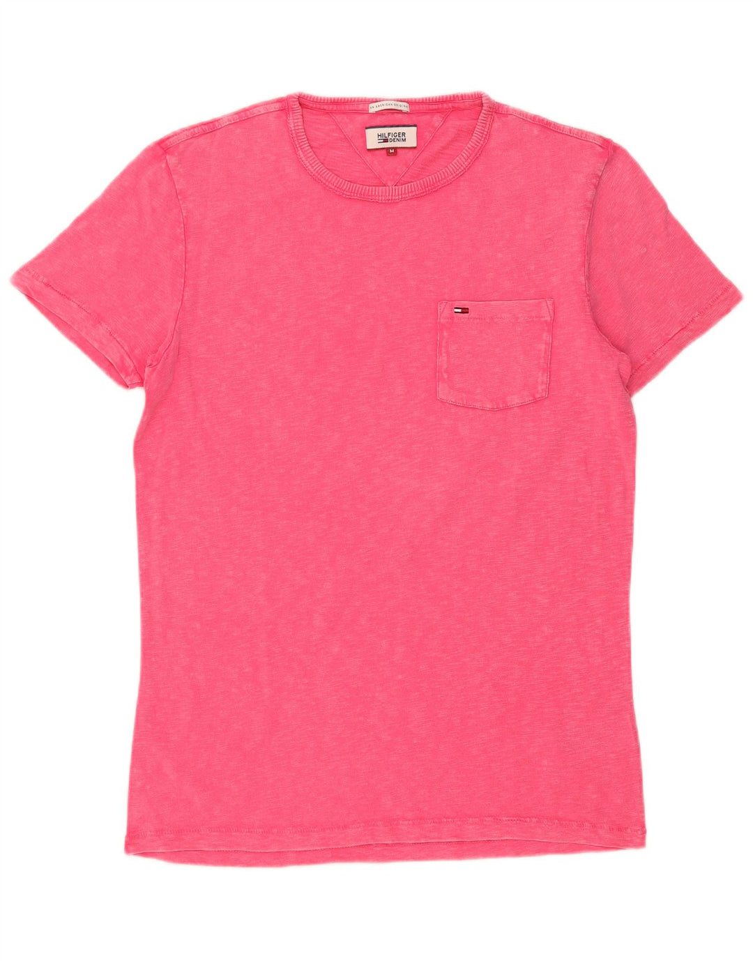 Tommy Hilfiger Camiseta masculina de algodão manchado rosa médio