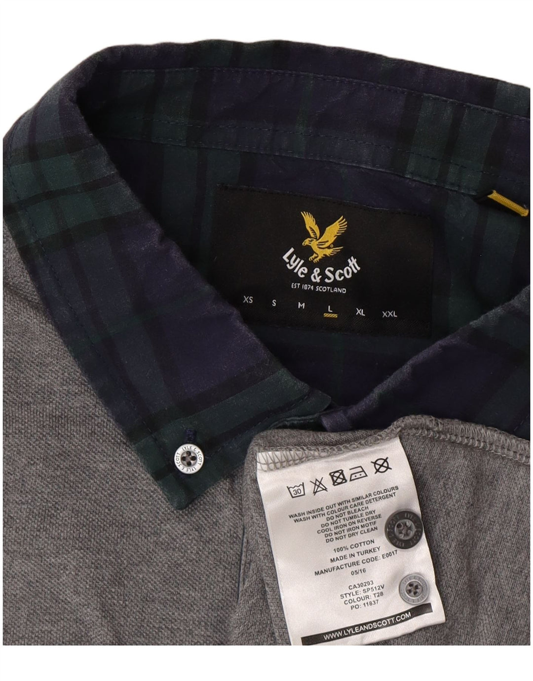 Camisa polo masculina de rugby Lyle & Scott grande algodão cinza