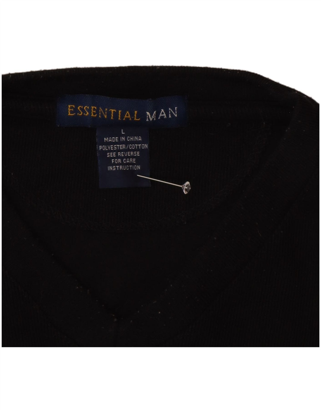 Essential Mens Top Manga Longa Grande Poliéster Preto