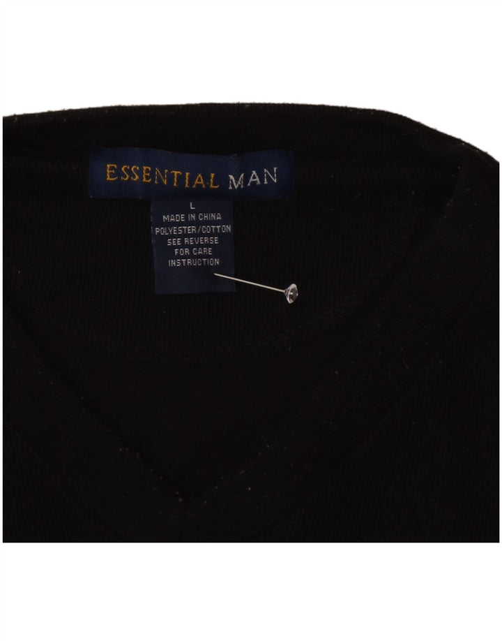 Essential Mens Top Manga Longa Grande Poliéster Preto