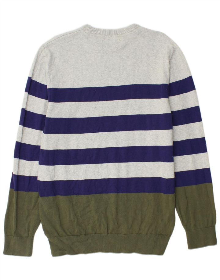 Suéter masculino BARBOUR com gola redonda, grande algodão listrado multicolorido