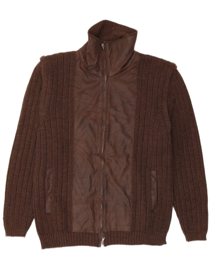 Suéter cardigã masculino Ashwell IT 50 lã nova marrom médio