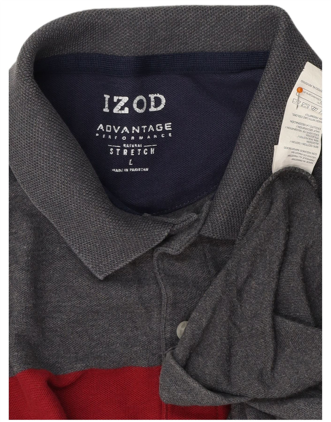 Camisa polo masculina IZOD grande algodão colorblock cinza