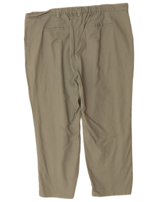 Calças cortadas femininas Marks & Spencer UK 20 2XL W40 L25 algodão cáqui