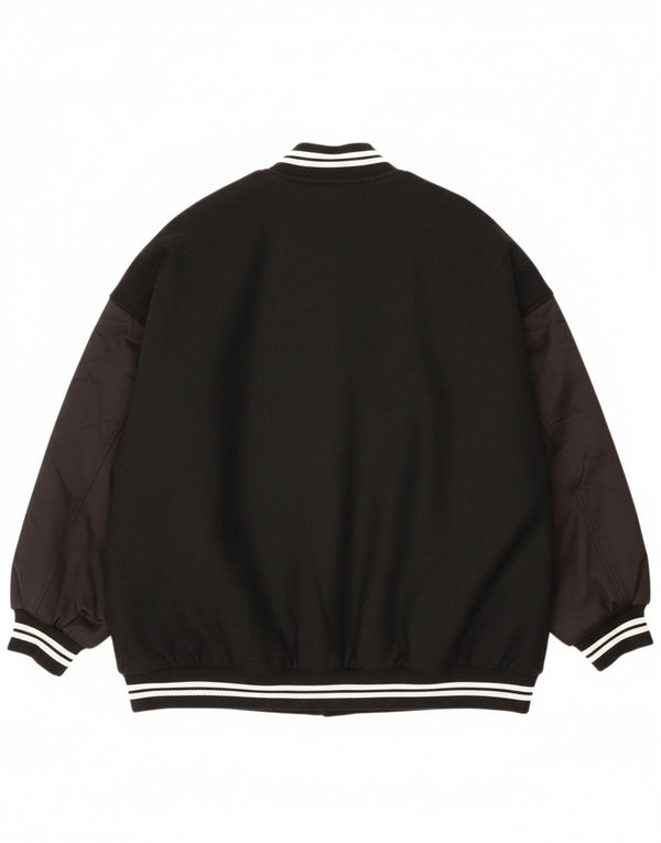 Zara Womens Oversized Varsity Jacket UK 10 Small Black Colourblock