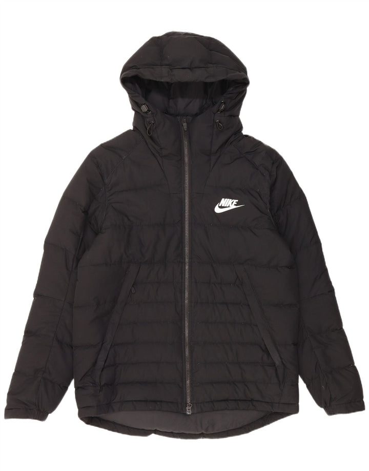 Jaqueta acolchoada com capuz masculina Nike UK 40 grande poliéster preto