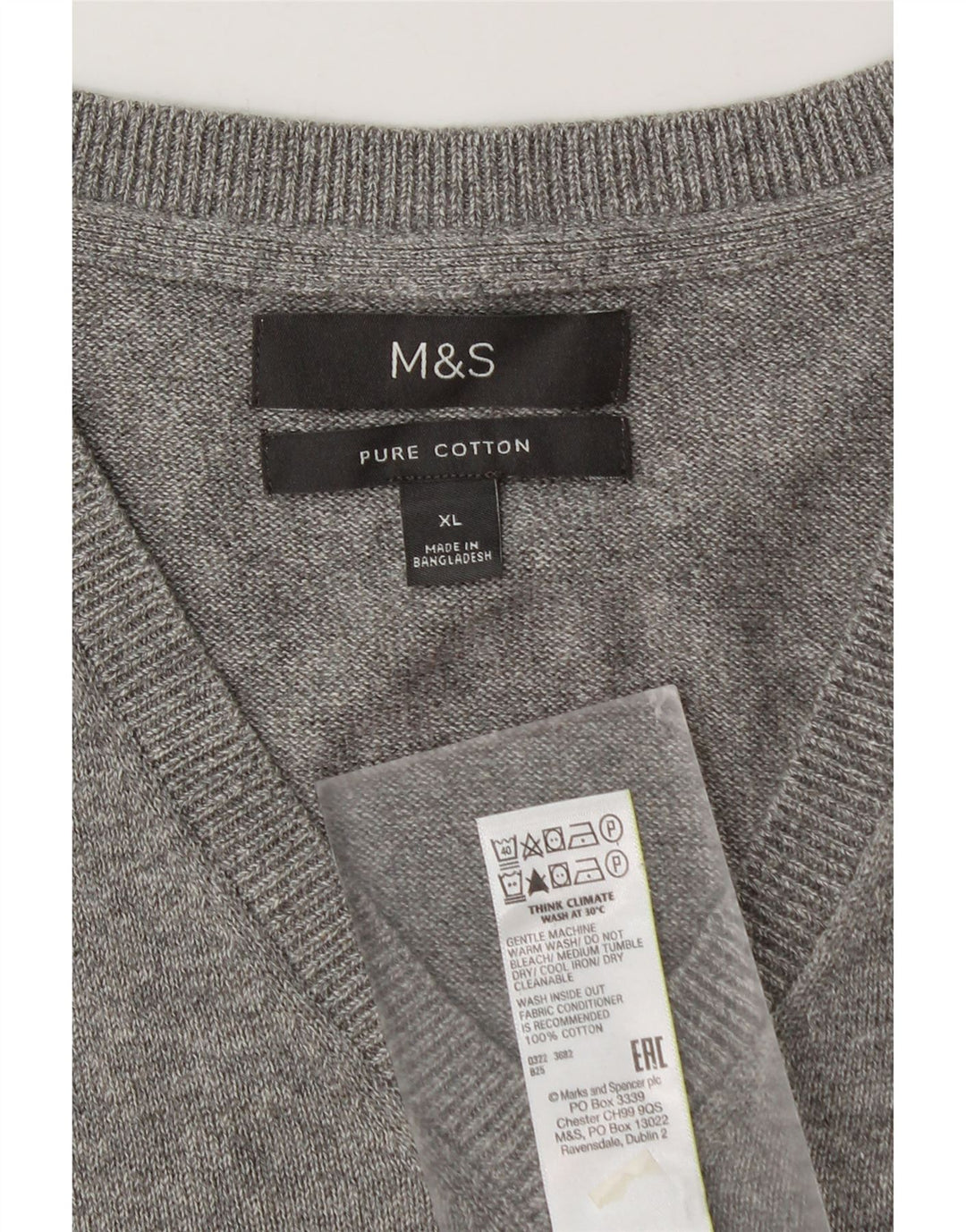 Regata masculina Marks & Spencer com colete XL algodão cinza