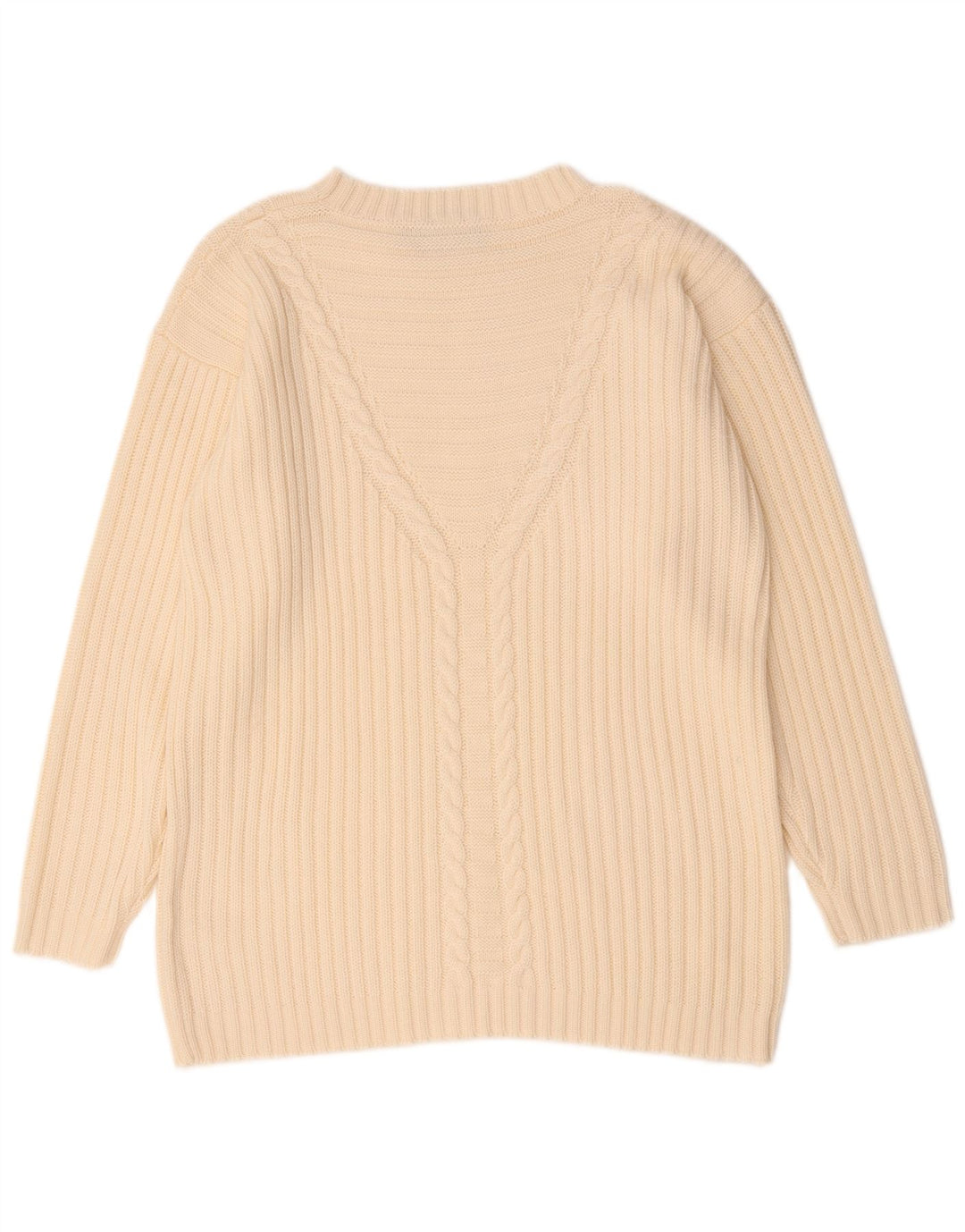 Suéter feminino vintage com gola canoa grande UE 42 grande bege