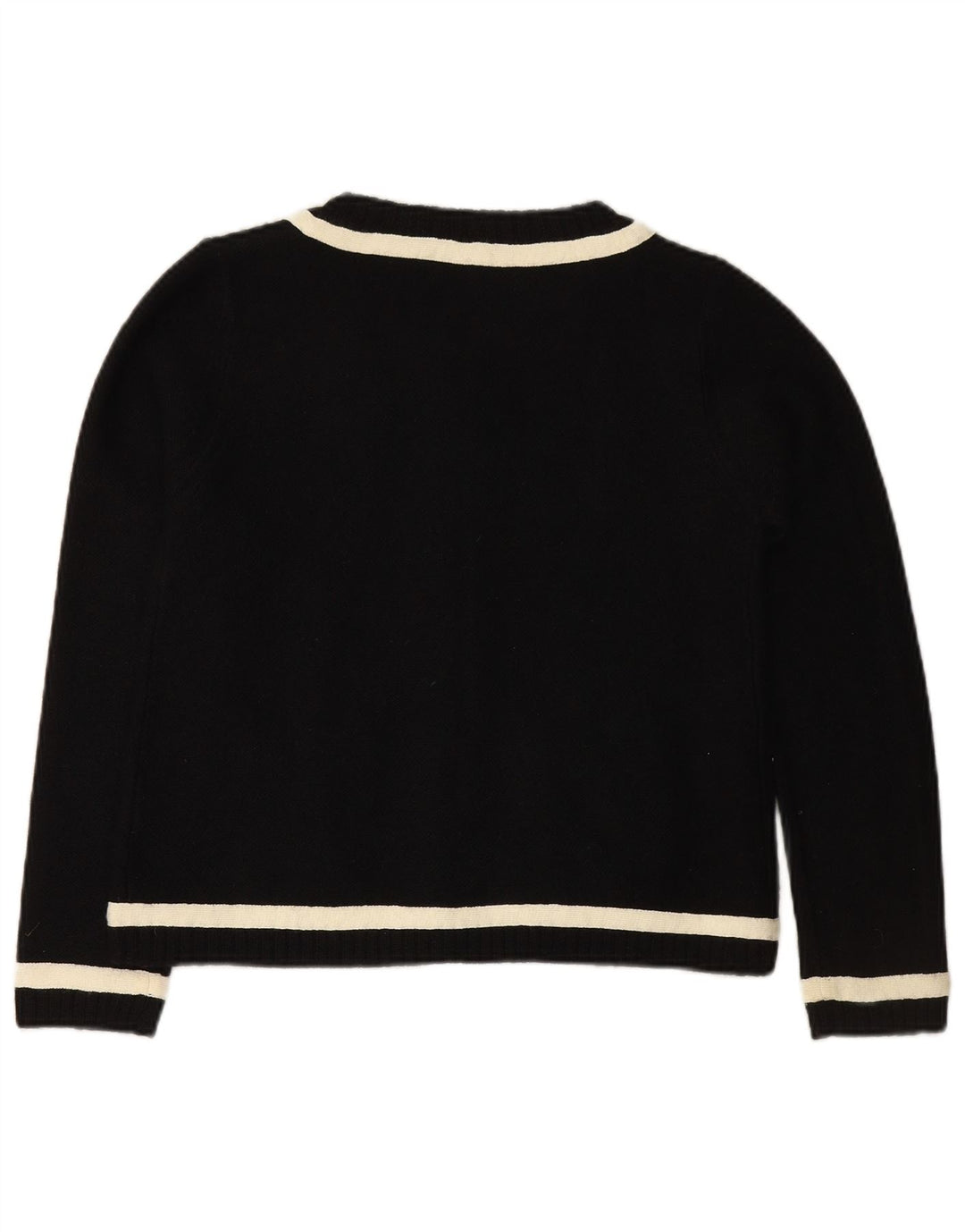Suéter cardigã feminino ZARA Reino Unido 12 lã colorblock médio preto
