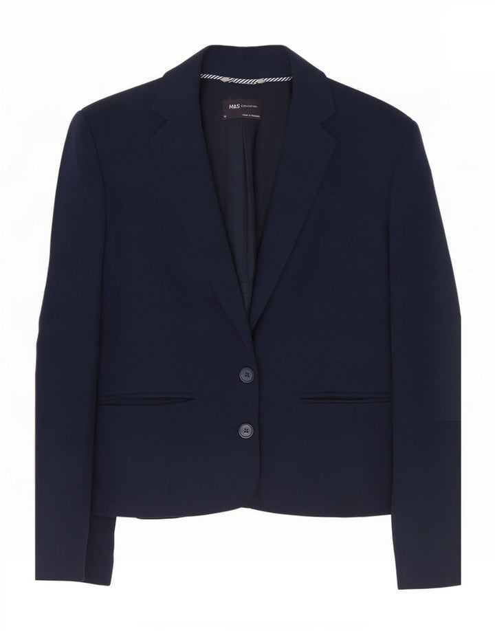 Jaqueta blazer feminina de 2 botões Marks & Spencer Reino Unido 12 médio azul marinho