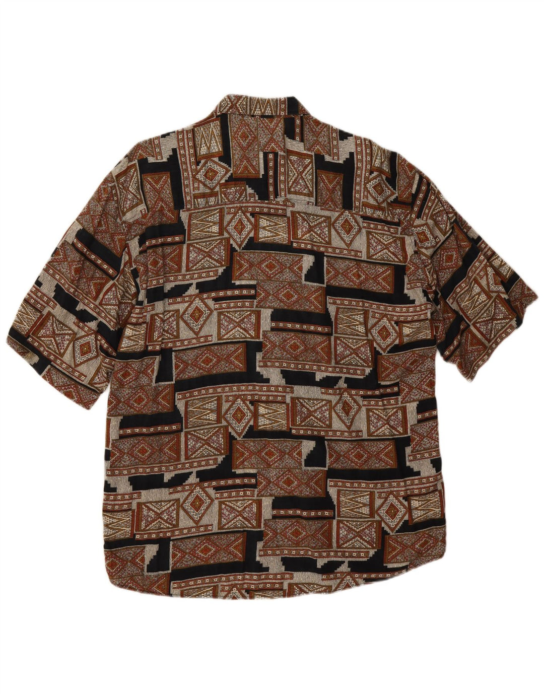 Camisa masculina de manga curta Explorer XL marrom geométrica