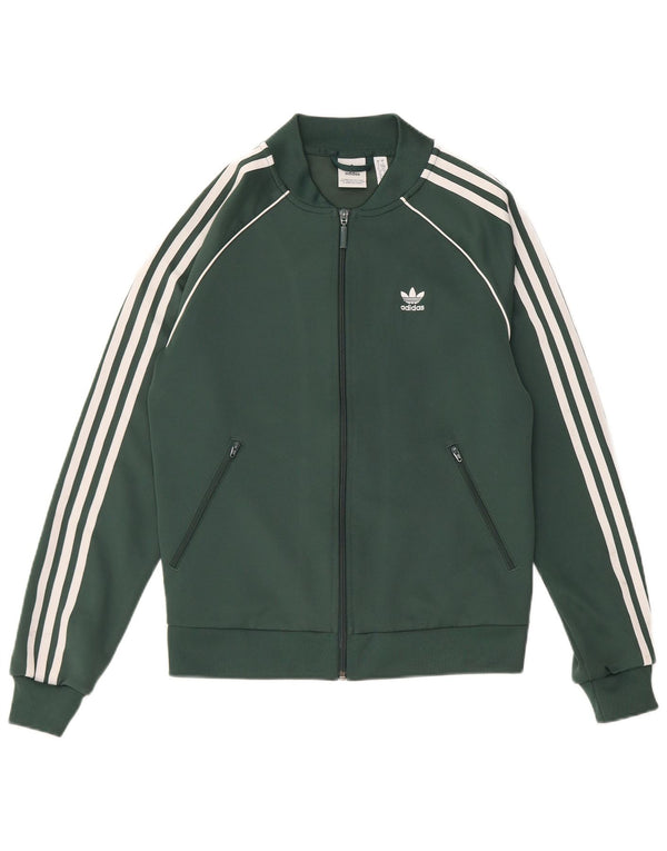 Adidas Womens Regular Fit Tracksuit Top Jacket UK 10 Pequeno Verde Poliéster