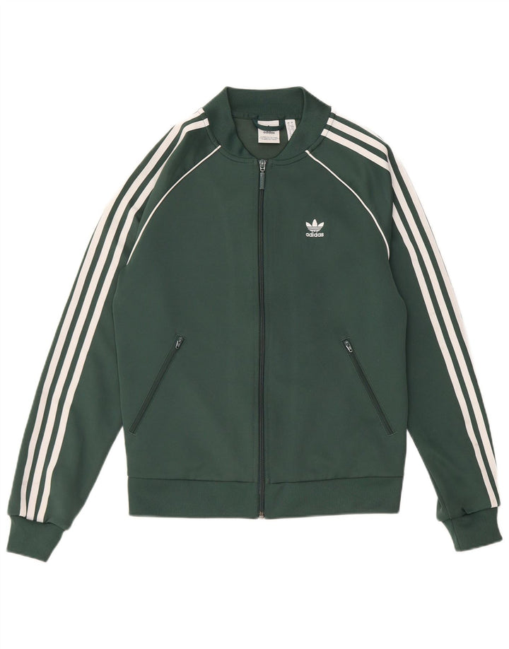 Adidas Womens Regular Fit Tracksuit Top Jacket UK 10 Pequeno Verde Poliéster