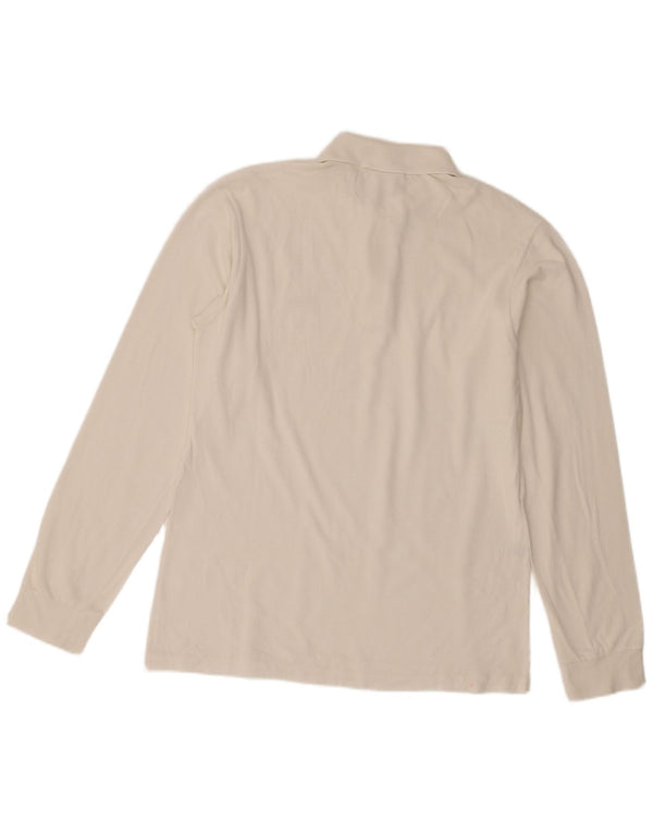 Camisa polo masculina de manga comprida Lacoste tamanho 3 pequeno algodão branco