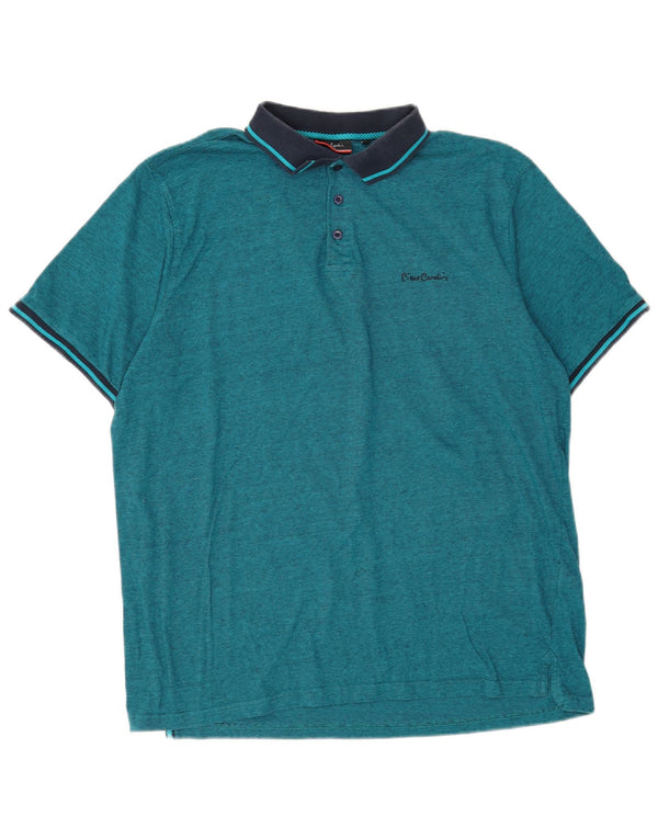 Camisa polo masculina Pierre Cardin Regular Fit 3XL azul colorblock algodão