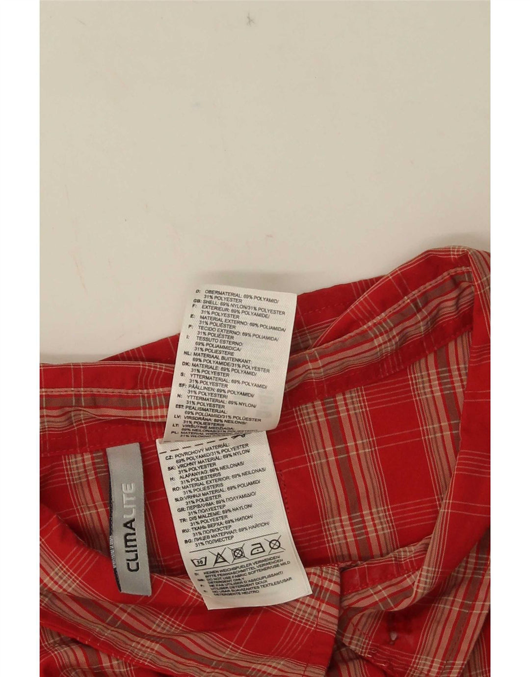 Adidas Mens Climalite Camisa de manga curta 2XL Red Check Poliamida