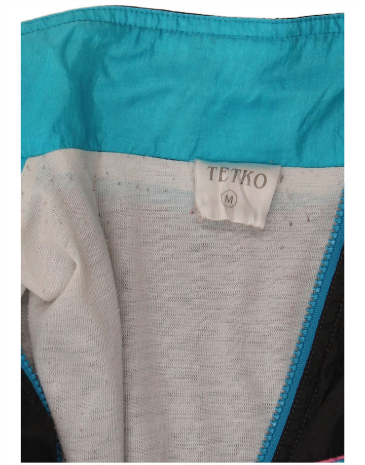 Jaqueta superior de agasalho masculino vintage médio azul colorblock nylon