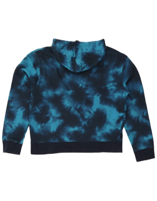Jumper com capuz feminino Champion UK 16 grande azul tie-dye algodão