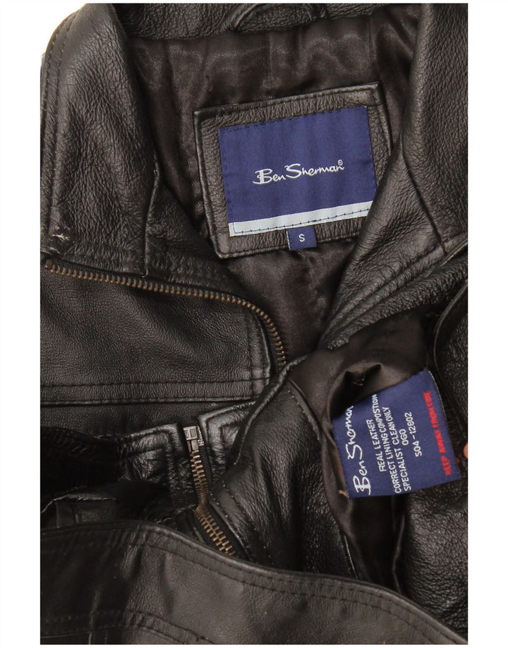 Jaqueta de couro Ben Sherman Boys 9-10 anos pequena couro preto