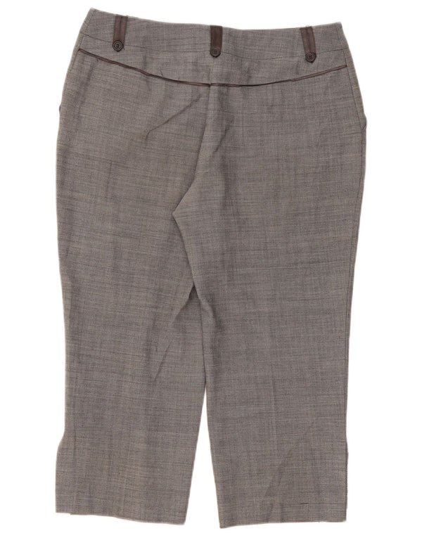 Calça capri feminina Marks & Spencer Reino Unido 12 médio W32 L22 poliéster cinza