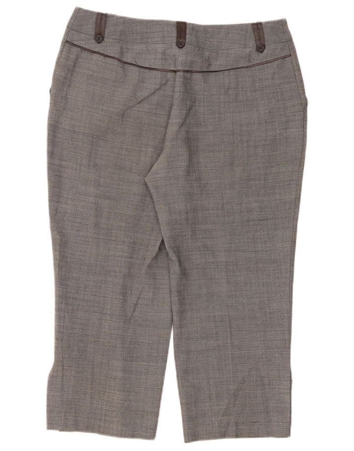 Calça capri feminina Marks & Spencer Reino Unido 12 médio W32 L22 poliéster cinza