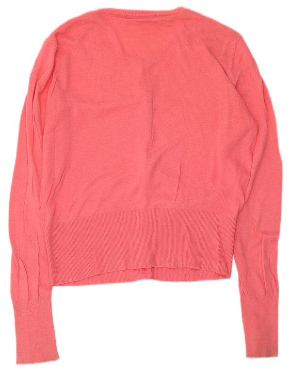 Suéter cardigã feminino Oasis UK 10 pequeno algodão rosa