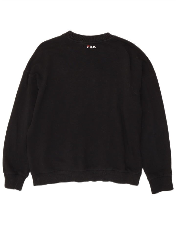 FILA moletom gráfico feminino jumper UK 16 grande algodão preto