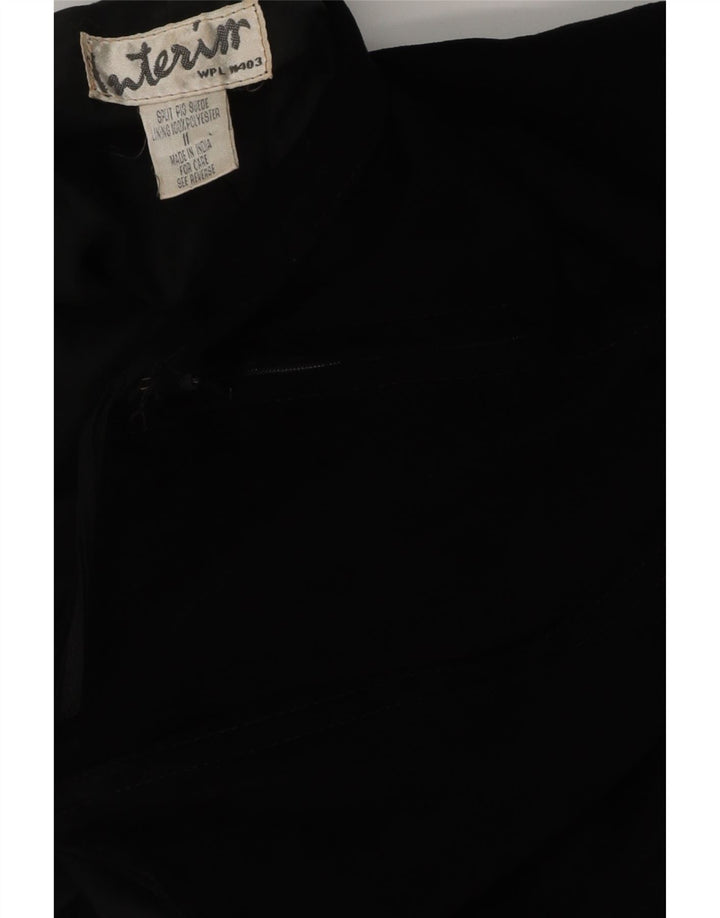 Vestido feminino vintage de camurça sem alças US 11 grande couro preto