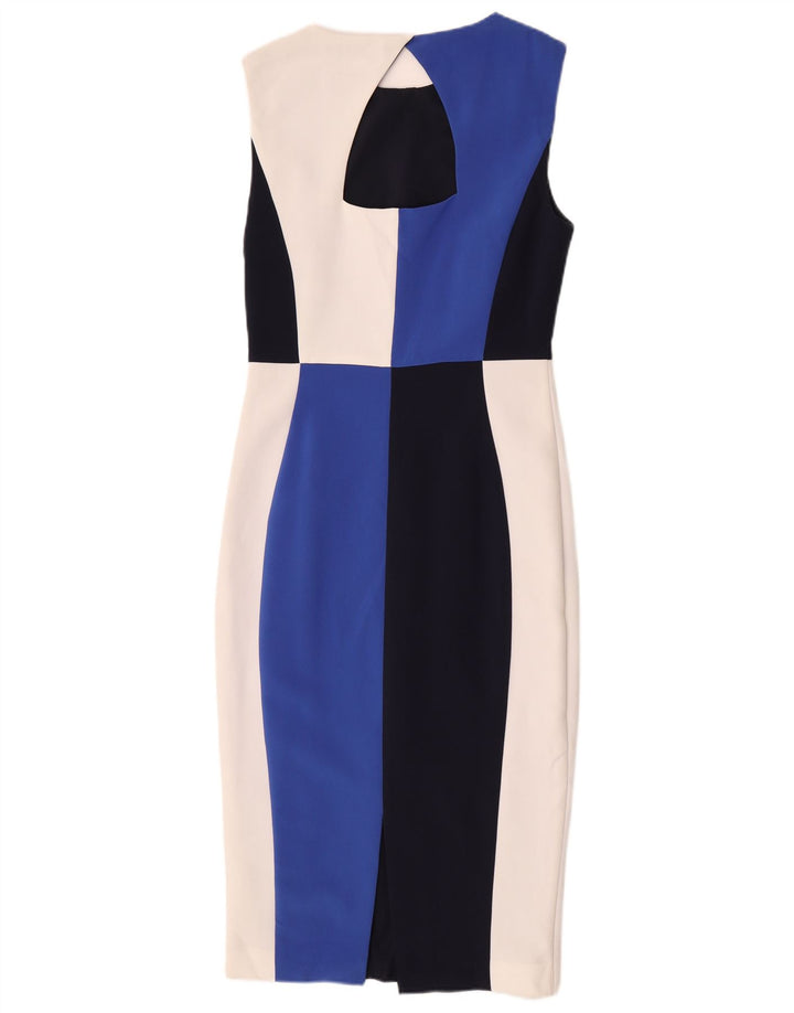 Vestido bainha feminino Marks & Spencer UK 8 pequeno bloco colorido multicolorido