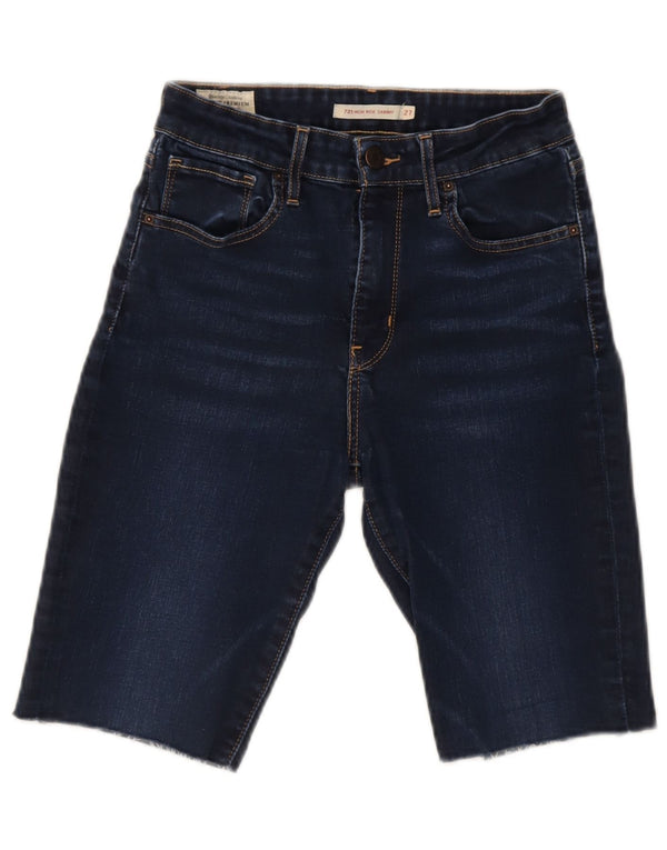 Shorts jeans skinny feminino Levi's 721 de cintura alta W27 pequeno azul marinho