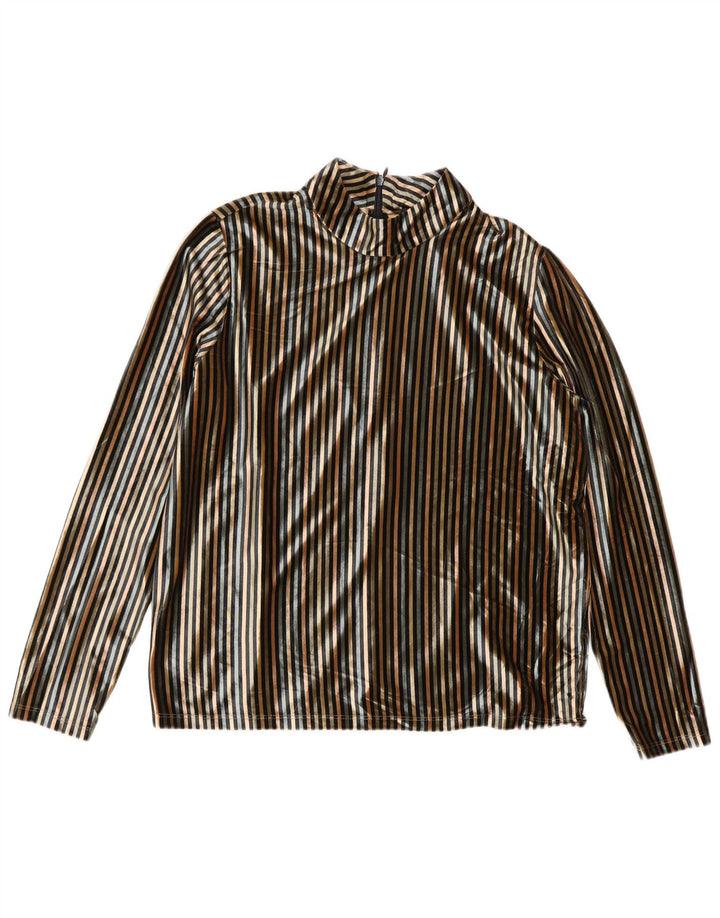 Blusa feminina de veludo Zara Top UK 14 médio listrado multicolorido