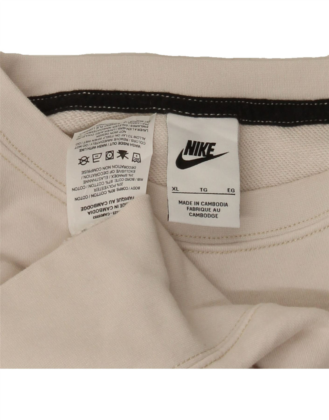 NIKE Womens Oversized Crop Graphic Sweatshirt Jumper UK 18 XL White Cotton Vintage Nike and Second-Hand Nike from Messina Hembry 