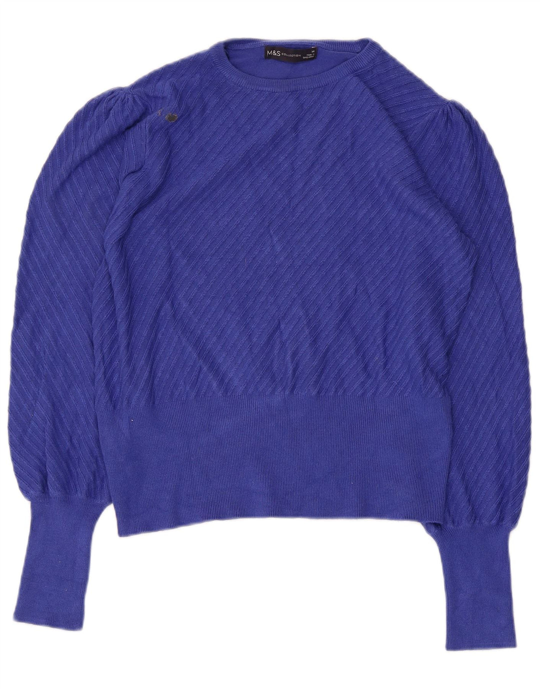 Suéter feminino Marks & Spencer com gola redonda e gola redonda Reino Unido 14 azul médio